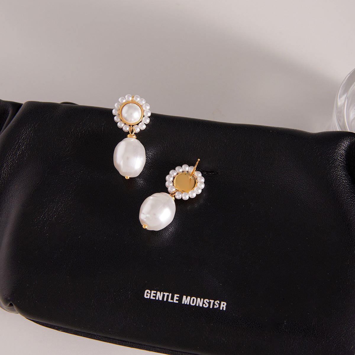 Lightweight Stainless Steel Pearl Stud Earrings