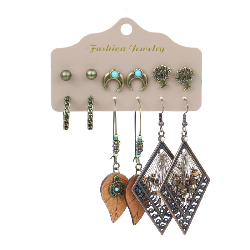 Bohemian Ethnic Exquisite Water Drop Leaves Lovely Electroplated Beaded Earrings