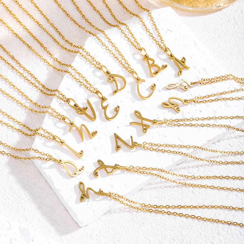 Elegant English Letter Initial Necklace for Women
