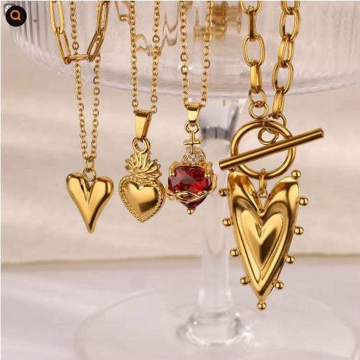 Crimson Cross Heart Necklace