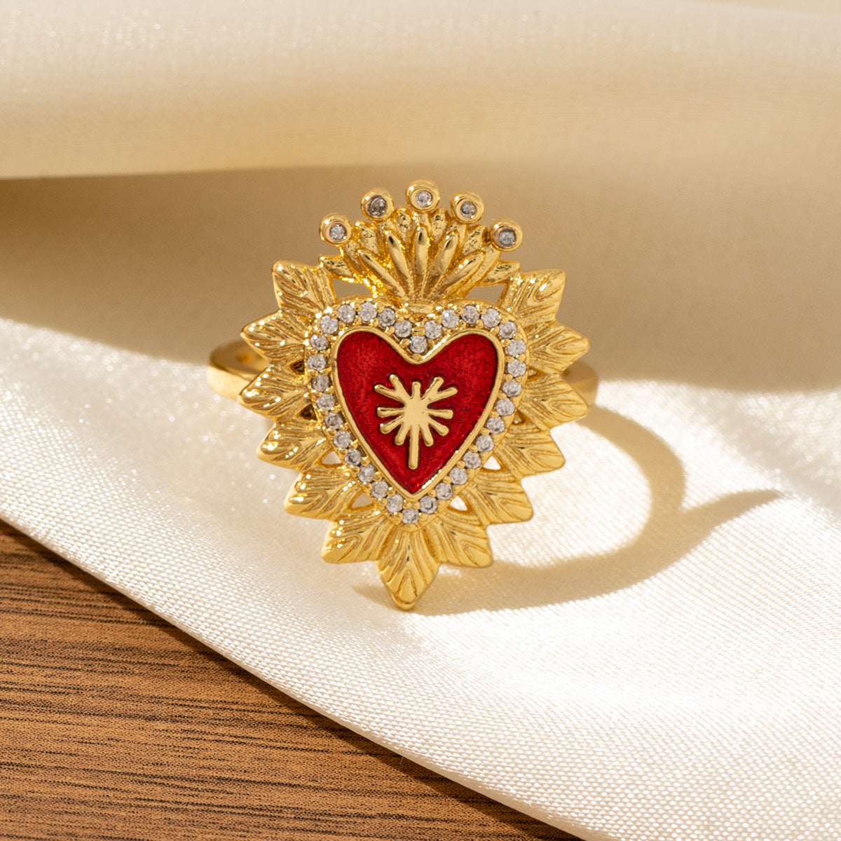 Red Heart-Shaped Oil-Drip Wing Rings