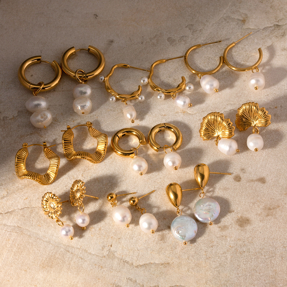 Stella Stainless Steel Water Pearl Earrings