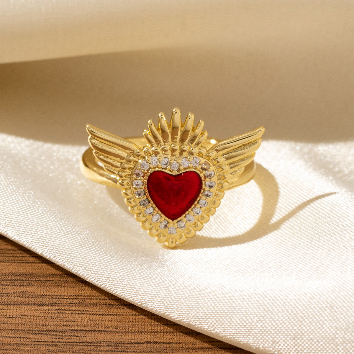 Red Heart-Shaped Oil-Drip Wing Rings
