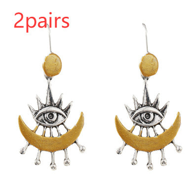 Retro Personality Horus Eye Moon Earrings