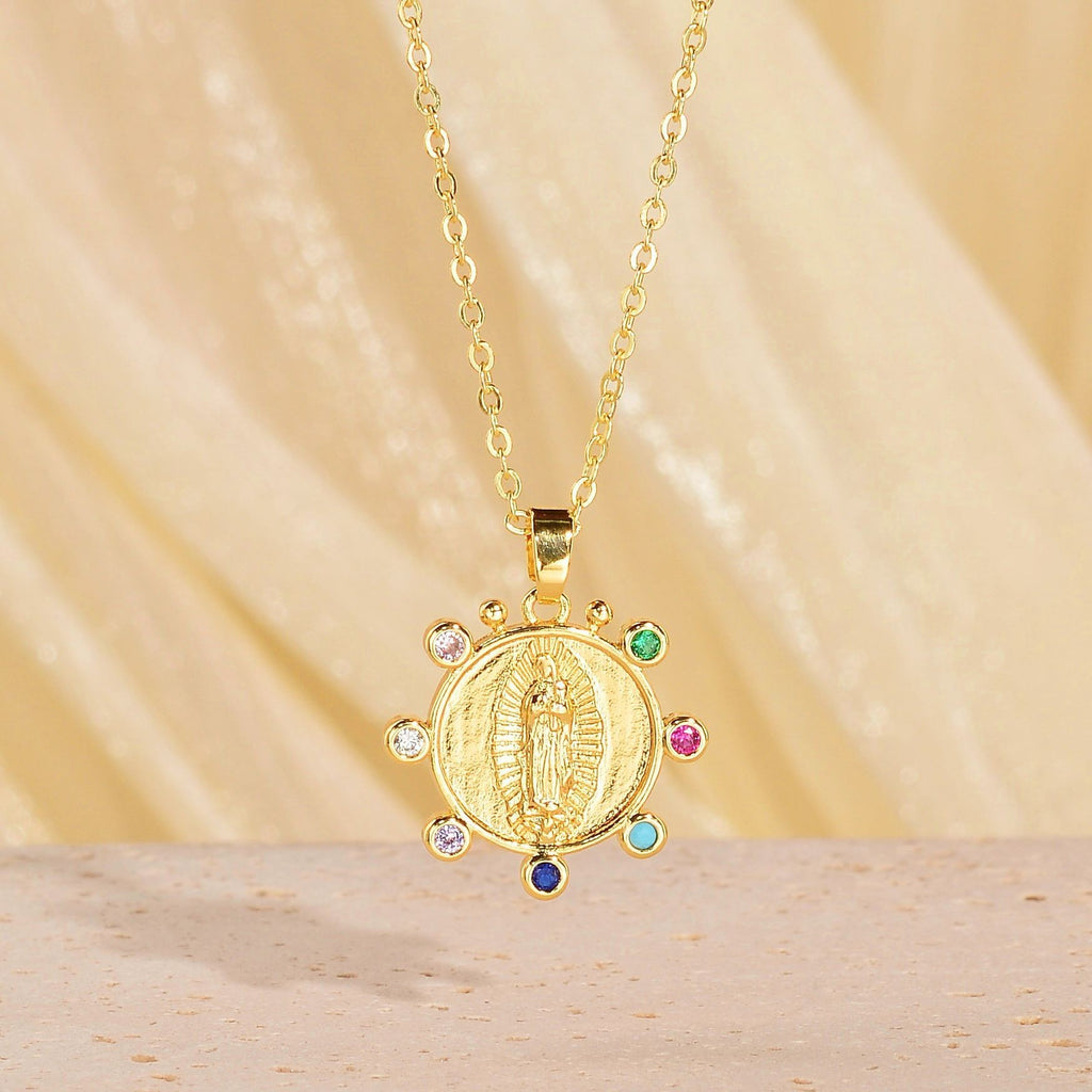 European Madonna Statue Necklaces