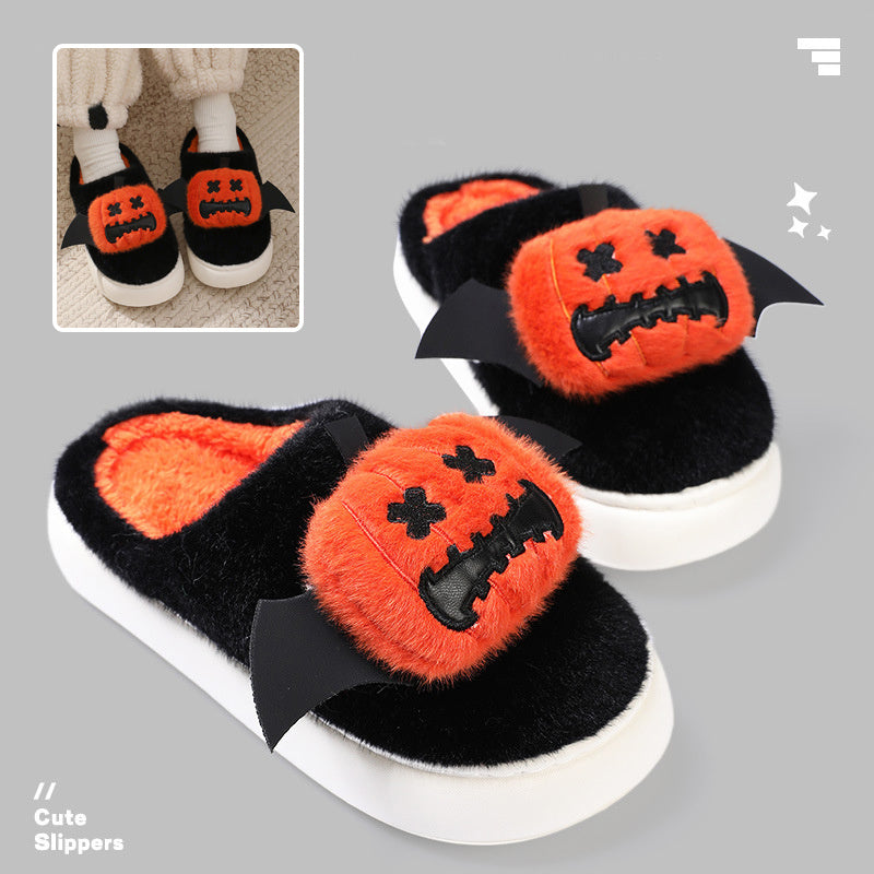 Halloween Cartoon Funny Pumpkin Slippers With Small Wings