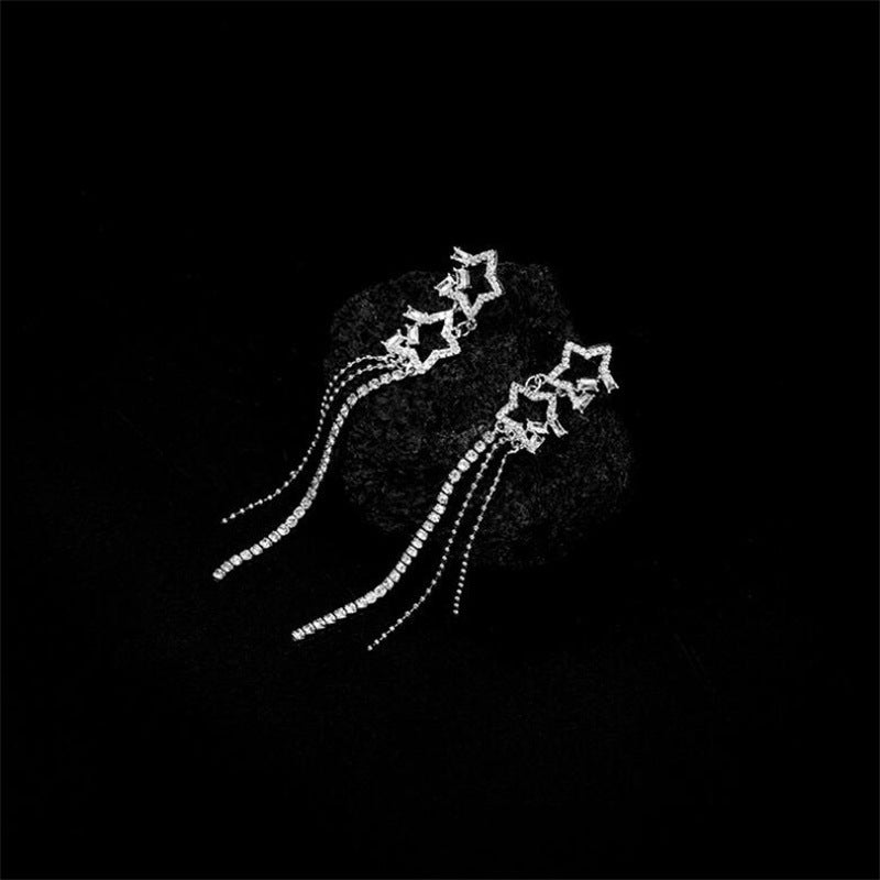 Aqua Drop Tassel Earrings
