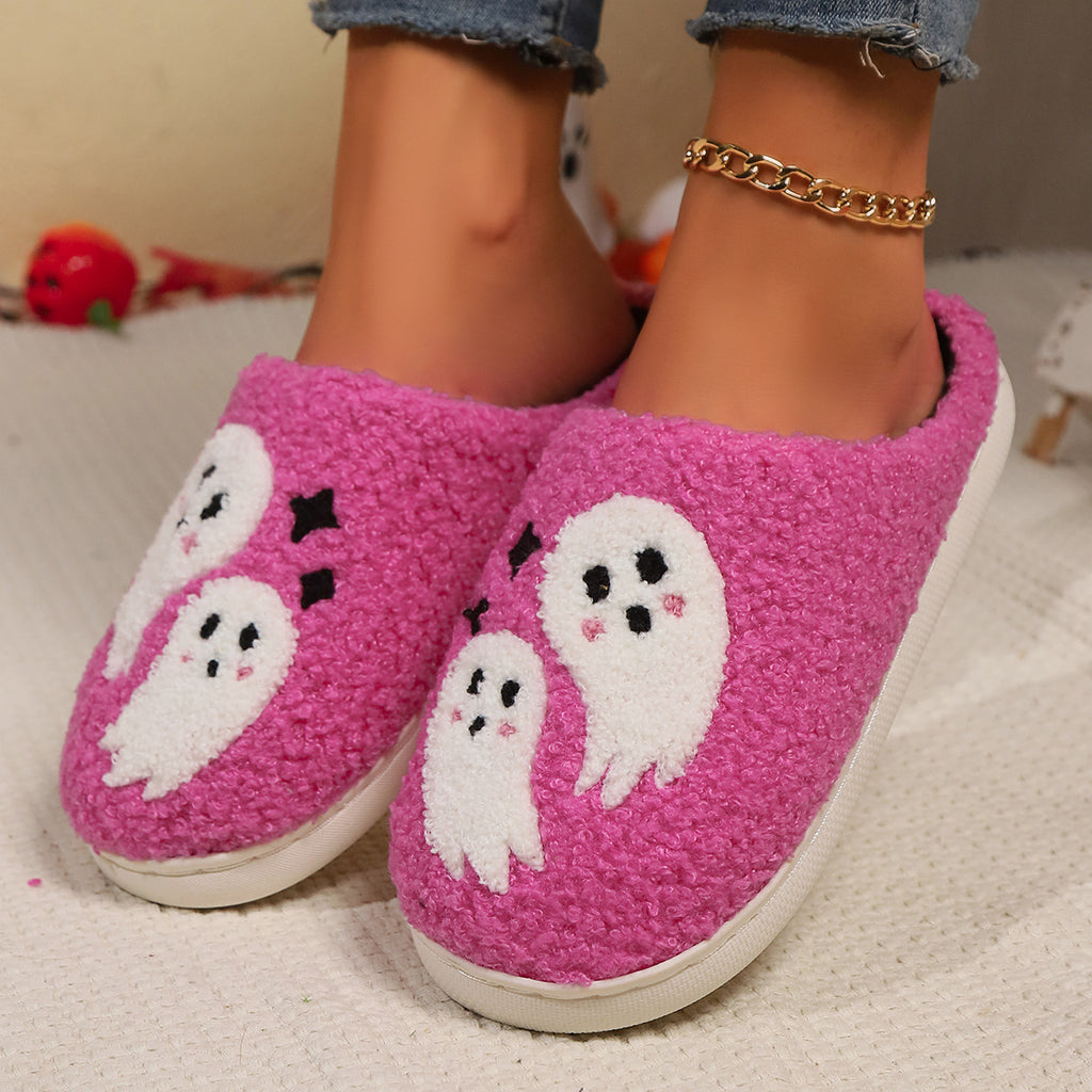 Halloween Cartoon Ghost Cotton Slippers For Women