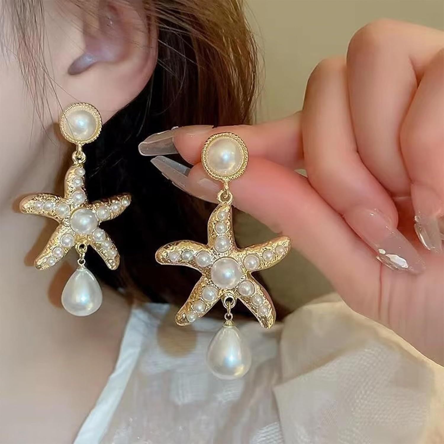 Ocean Luxe Pearl & Starfish Earrings