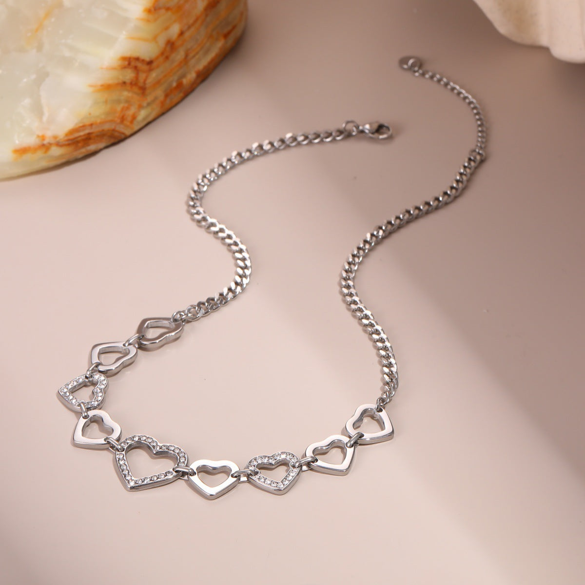 Minimal Titanium Steel Heart Clavicle Chain Necklace