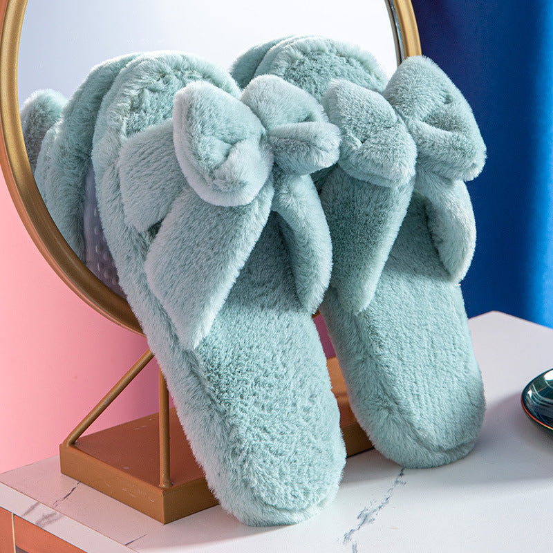 Fluffy Bow Comfort Slippers