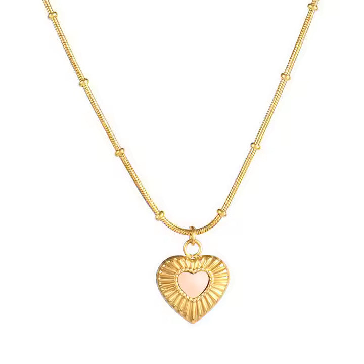 Opaline White Heart Chain Pendant