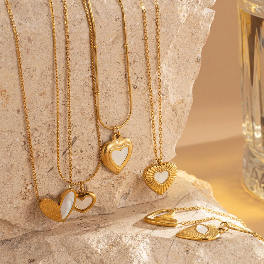 Opaline White Heart Chain Pendant