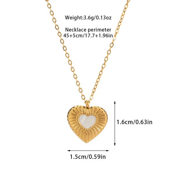 Opaline White Heart Chain Pendant