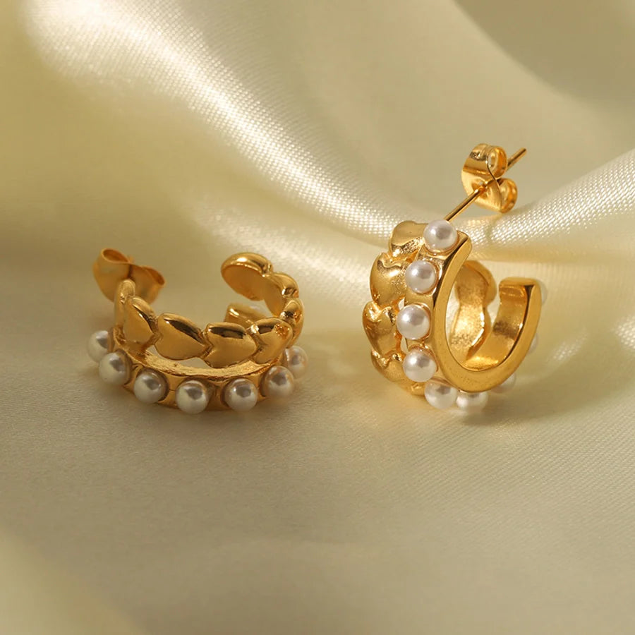 Pearline Statement Pearl and Heart Earrings