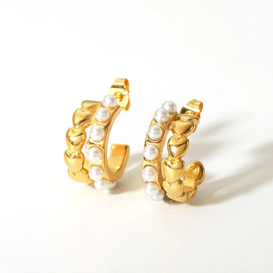 Pearline Statement Pearl and Heart Earrings