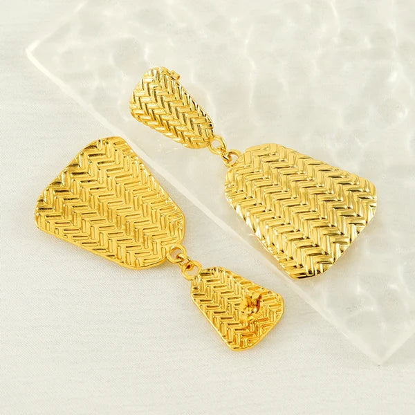 Golden Cascade Pattern Bohemian Golden Earrings