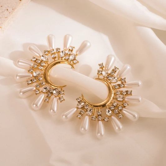 Prismé Chunky Pearl and Beads Stainless Steel Earrings