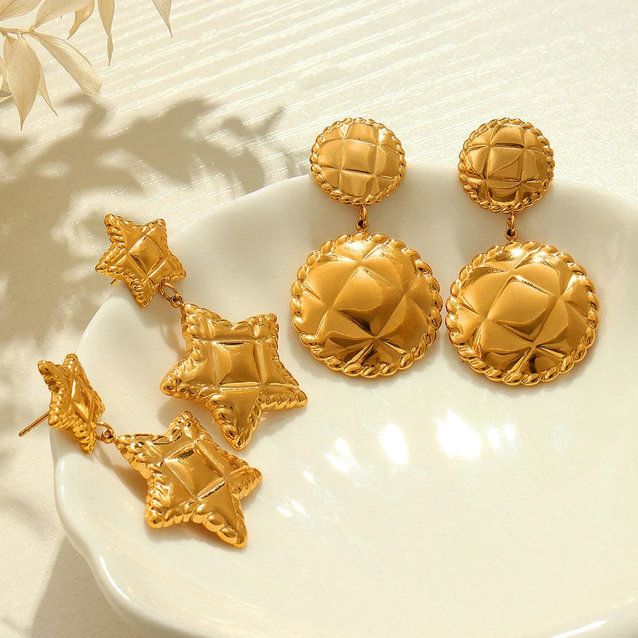 Stellina Round Stainless Steel Gold Earrings