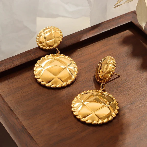 Stellina Round Stainless Steel Gold Earrings