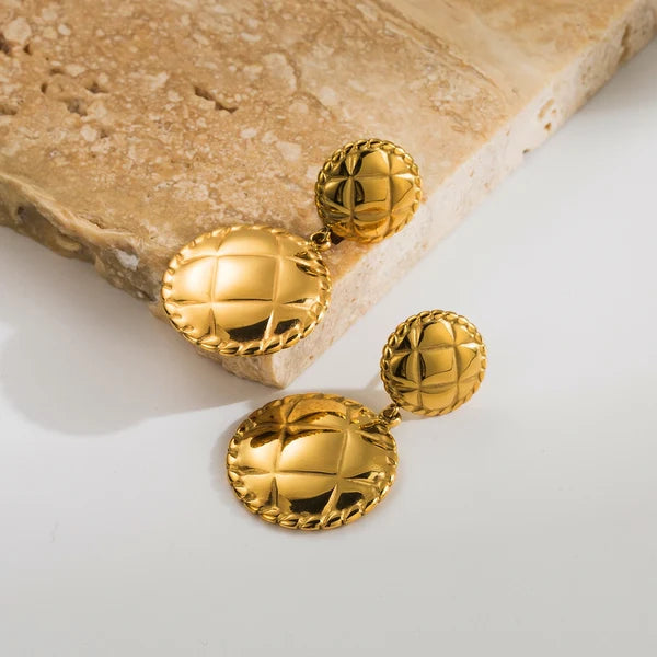 Stellina Round Stainless Steel Gold Earrings