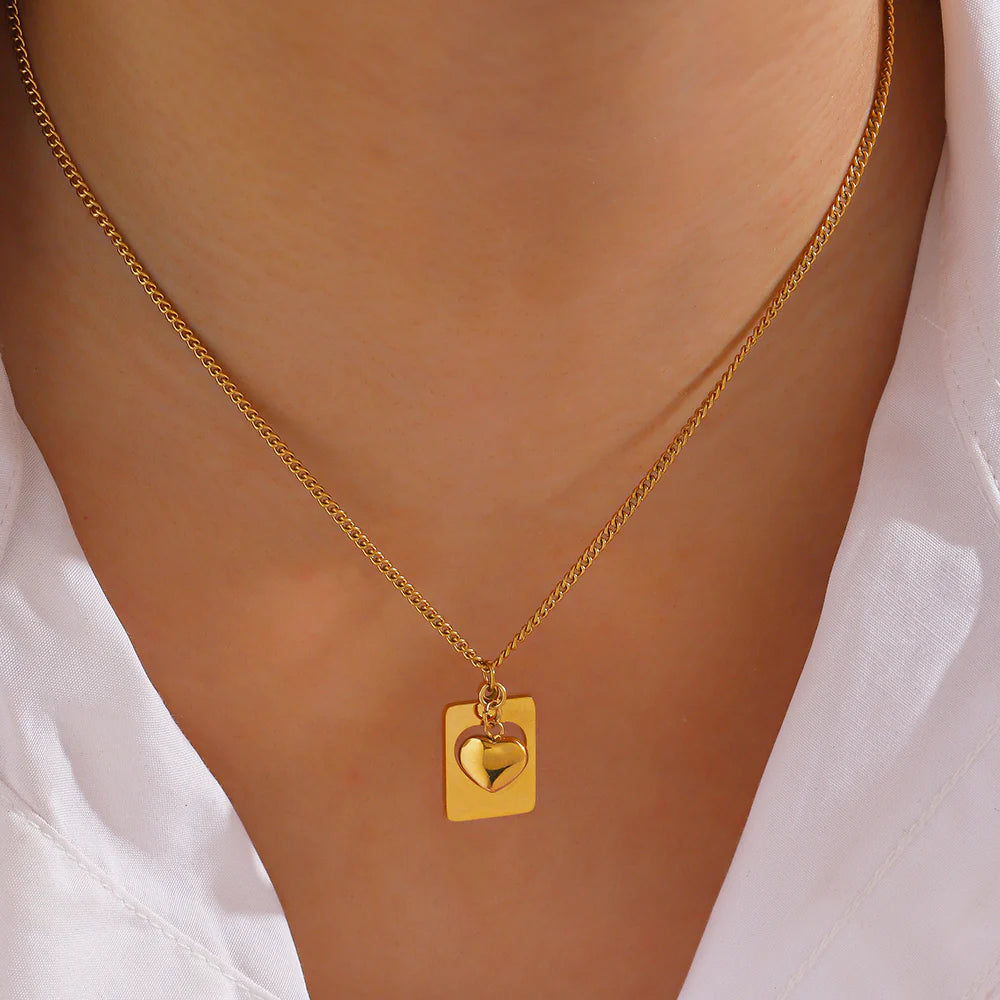 Vivara Block Heart Necklace