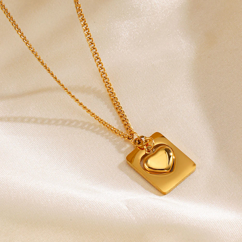 Vivara Block Heart Necklace