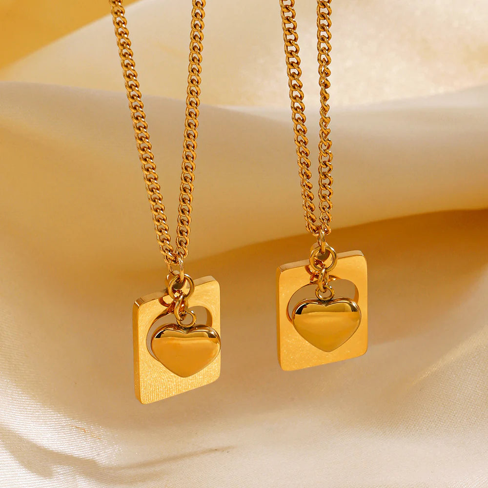 Vivara Block Heart Necklace