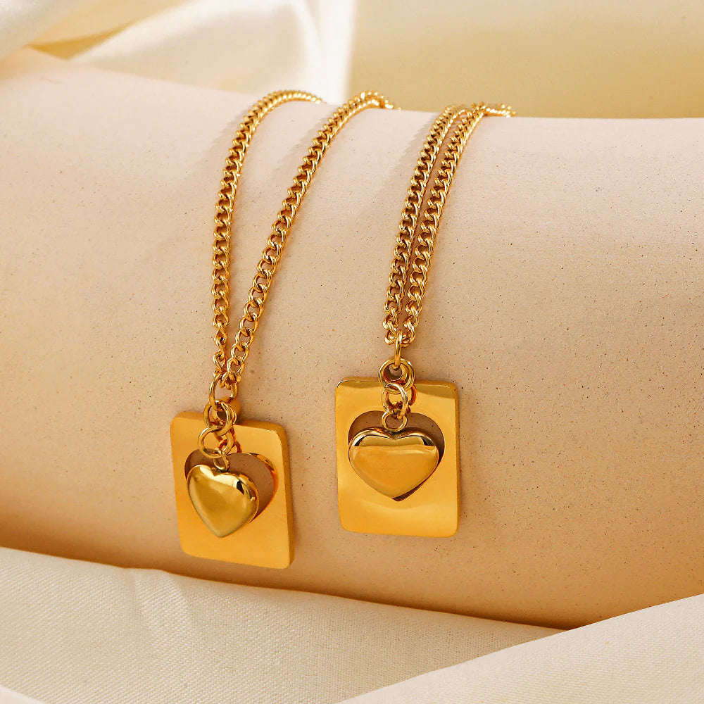 Vivara Block Heart Necklace