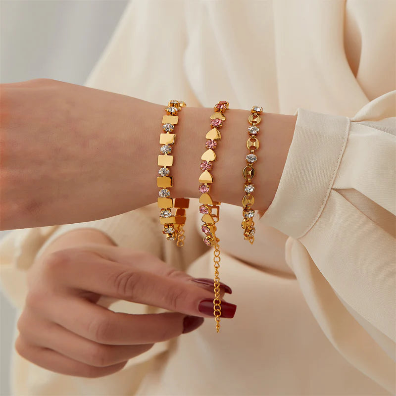 Zara Beaded Gold Stainless Steel Bracelet